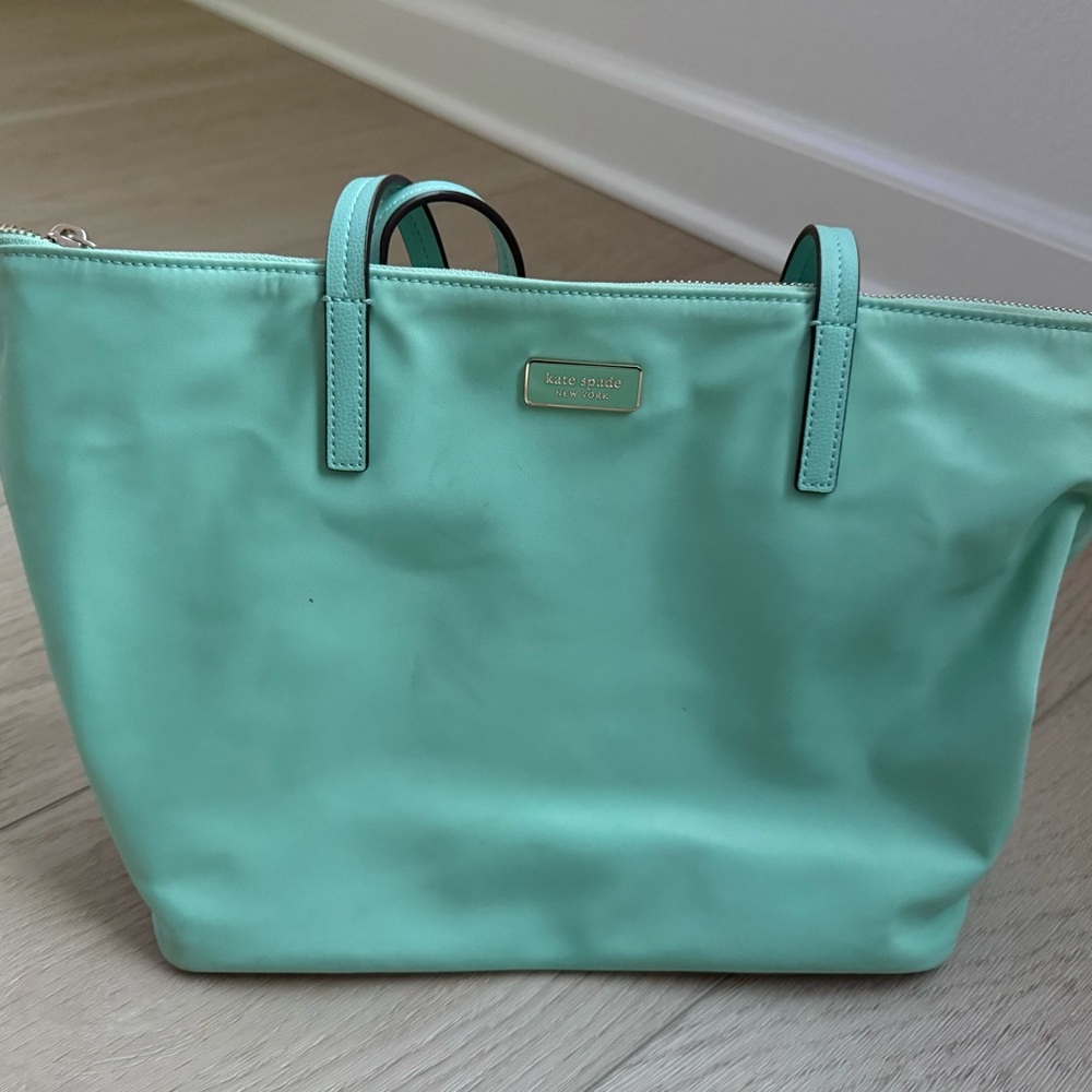 kate spade Mint Green Tote with Gold Logo Plate